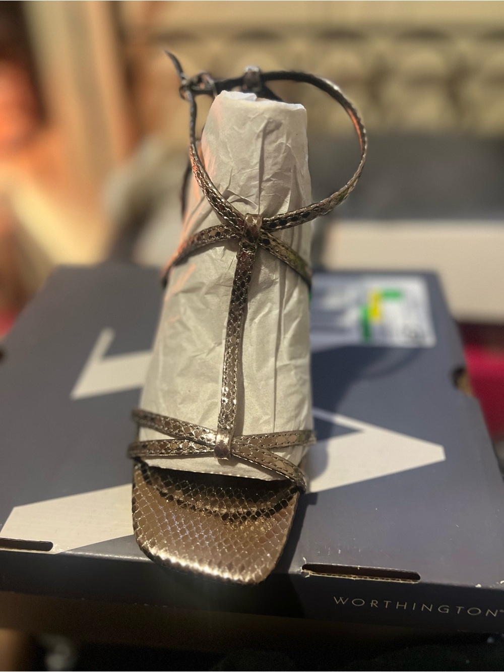 Worthington Metallic Bronze Strappy Heels